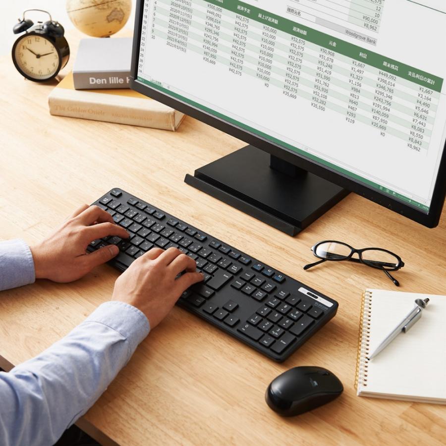 エレコム ELECOM Bluetoothフルキーボード/薄型/メンブレン式/抗菌/ブラック｜ymobileselection｜07