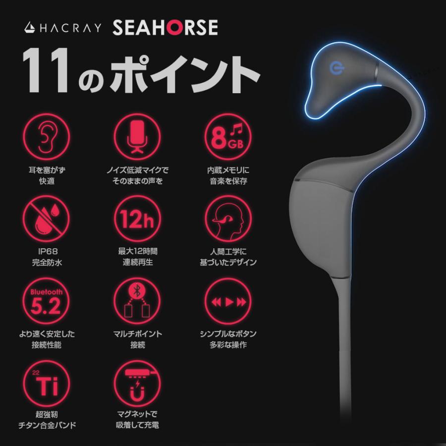 【予約販売】HACRAY SeaHorse 骨伝導イヤホン 防水ワイヤレスイヤホン ハクライ 耳を塞がない IP68完全防水 HR22325　※2022年5月中旬以降入荷予定｜ymobileselection｜03