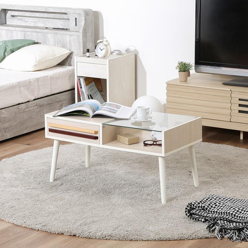 【幅80㎝】センターテーブル 引き出し ローテーブル 収納付き【ホワイト】 テーブル センターテーブル ローテーブル 引き出し 収納 白 おしゃれ