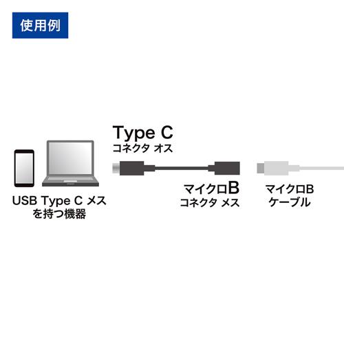 Type C USB2.0 micro B変換アダプタケーブル 10cm ブラック サンワサプライ AD-USB25CMCB 新品 送料無料｜yms-reusestore｜03