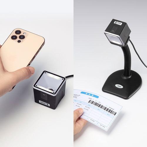 2次元バーコードリーダー USB接続・卓上タイプ スマートフォンなどの液晶も読み取り可能 サンワサプライ BCR-2D7 メーカー保証新品 送料無料の画像
