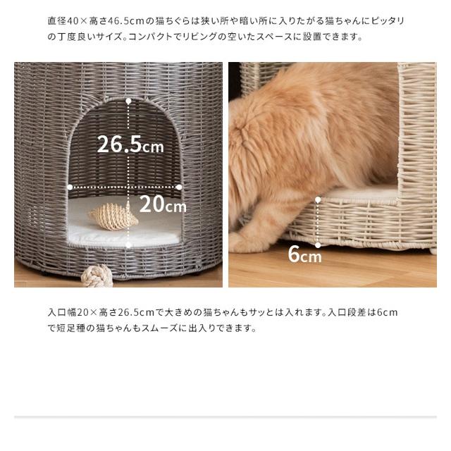 猫ちぐら 猫 ベッド サイドテーブル 小屋 ラタン調 ペット用品 ねこ ネコ ガラス天板 ベット 樹脂 ペット家具 Piene 北欧 新生活 ID004の画像