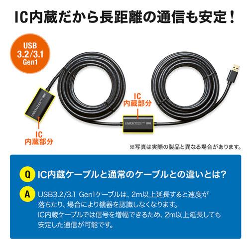 サンワサプライ USB3.2アクティブリピーターケーブル10m SANWA SUPPLY USB3.2アクティブリピーターケーブル10m USB3.2