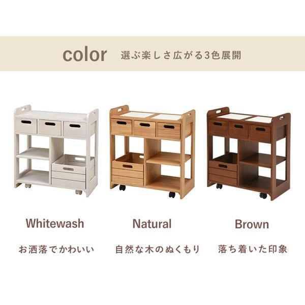 キッチンワゴン キャスター付き 3段 スリム 木製 おしゃれ 北欧 完成品 引き出し ワゴン ラック コンパクト 小さめ 小さい 白 ブラウン 新生活 ID005の画像