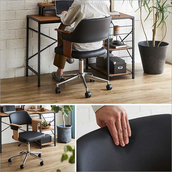 デスク チェアセット パソコンデスク おしゃれ 幅110 机 pcデスク つくえ スチール アイアン 棚 ラック 収納 椅子 作業台 スタイリッシュ EIRMIN×Lubbock ID013の画像