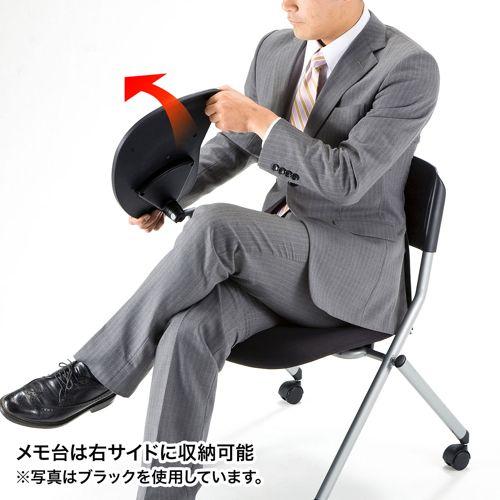 SANWA SUPPLY メモ台付きミーティングチェア グリーン 収納可能 SANWA SUPPLY メモ台付きミーティングチェア グリーン 収納可能