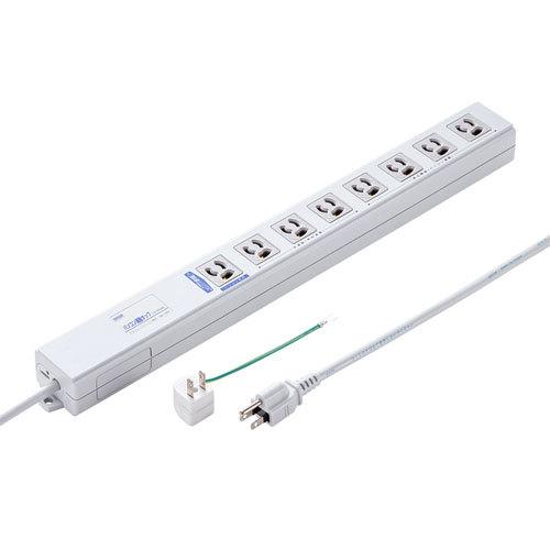 パソコン連動タップ 3P 8個口 2m 新方式でほぼ全てのデスクトップパソコンに対応するマイコン連動式 抜け止め サンワサプライ TAP-RE4MN 送料無料 新品