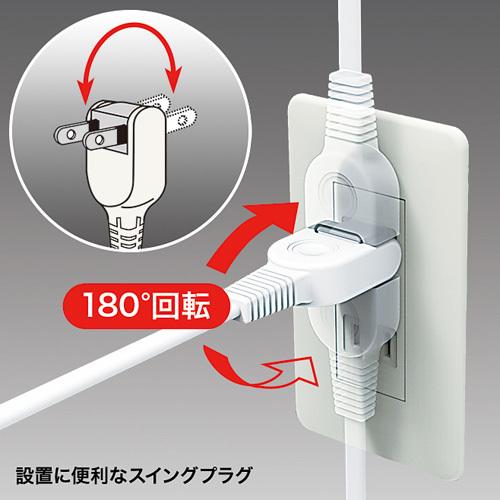 火災予防安全タップ 2P 4個口 2m ホワイト ホコリ防止シャッター、トラッキング火災予防 集中スイッチ付き サンワサプライ TAP-TSH42SWN 送料無料  新品｜yms-reusestore｜05