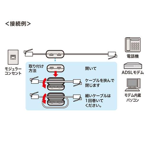 フェライトコア 高周波ノイズをカットし、クリーンな信号伝送を実現 直径6〜9mmのケーブルに対応 TEL-NF2N サンワサプライ 送料無料  新品｜yms-reusestore｜04