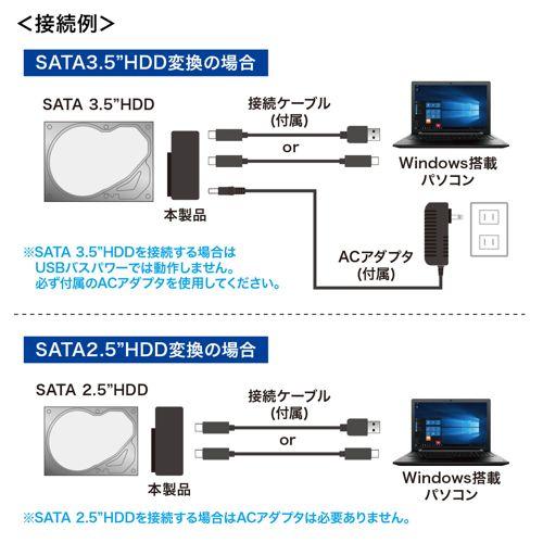 SATA-USB3.2 Gen2 USB3.1 Gen2変換ケーブル 内蔵HDDやSSDをUSB Type-C/AのPCに接続 USB-CVIDE7 サンワサプライ 送料無料 メーカー保証 新品の画像