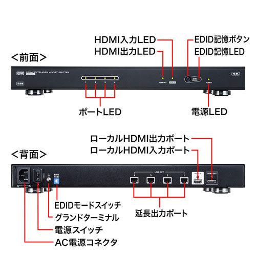SANWA SUPPLY HDMIエクステンダー 送信機 4分配 LANケーブルで4K SANWA SUPPLY HDMIエクステンダー 送信機 4分配 LANケーブルで4K