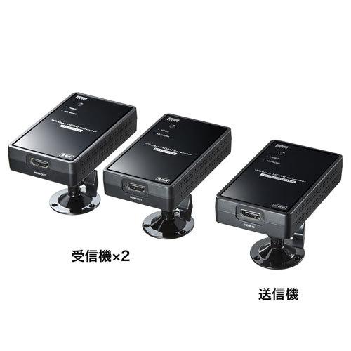 サンワサプライ　ワイヤレス分配HDMIエクステンダー SANWA SUPPLY ワイヤレス分配HDMIエクステンダー(2分配） 離れた
