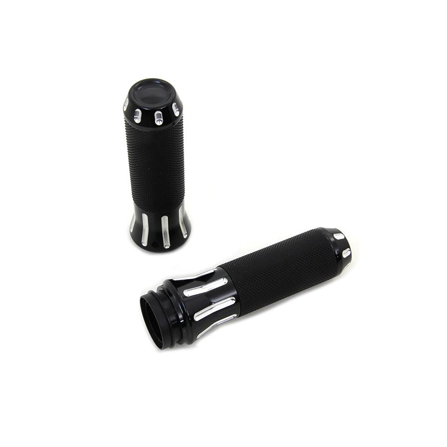 ブラック 黒 コブラ スタイル ハンドル バー グリップ スロットル バイ ワイヤー 用 Black Cobra Style Handlebar Grip Set FLT 2008-UP ハーレー