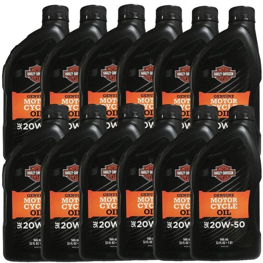 日本メーカー新品 Harley-Davidson ハーレー ダビッドソン 純正 エンジン オイル グレード SAE 20W50 946ml 12本セット 1箱分 ハーレーダビットソンH-D360純正オイル