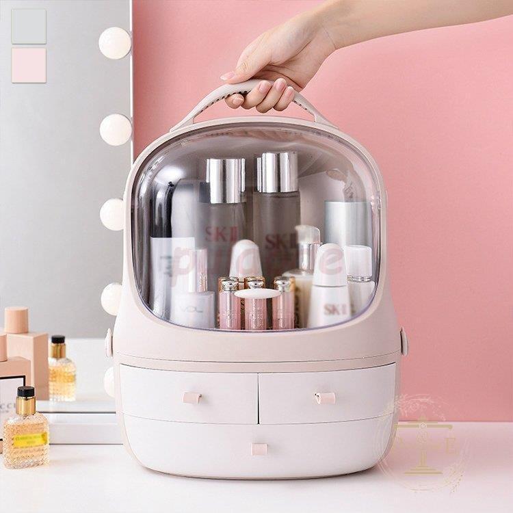 楽天市場 メイクボックス 化粧品 箱 収納 ドレッサー お手入れ 可愛い 引き出し ドーム型 クリア 持ち運び 便利 二段 ピンク グレー小物 新着商品 Turningheadskennel Com