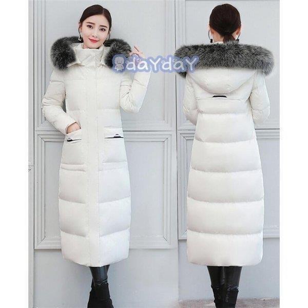 正規 セール ダウンジャケット ロング レディース ダウンコート スリム リアルファー フード アウター 冬 防寒服 着痩せ さらに半額 Gangwal Me
