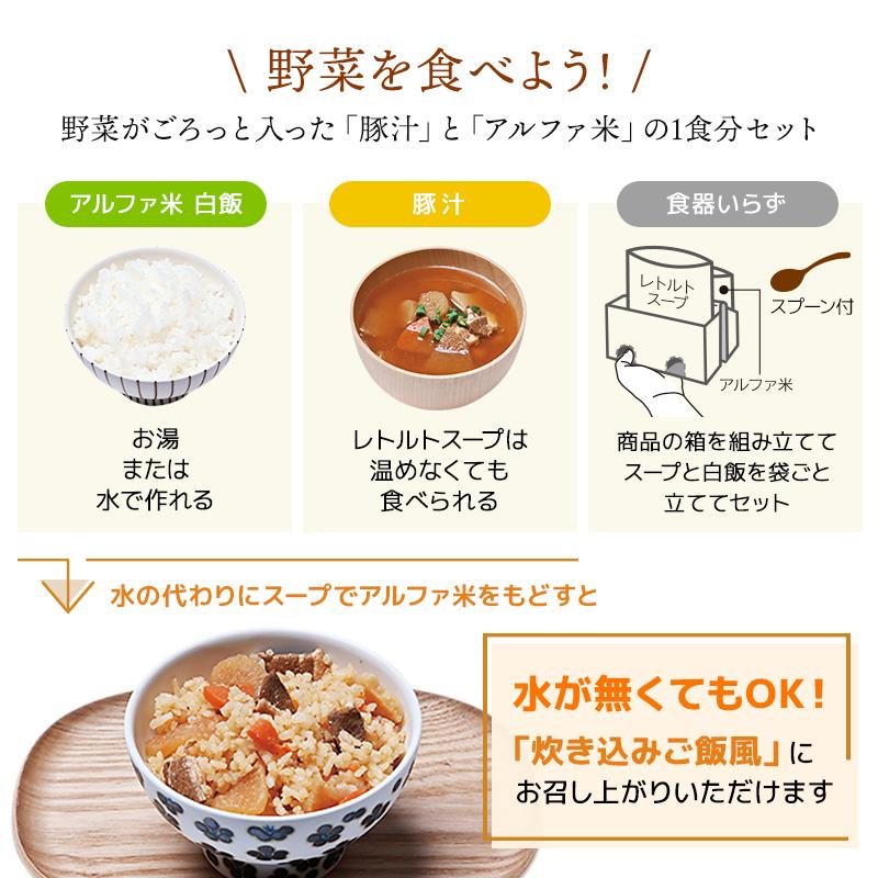 【ケース販売】尾西食品 一汁ご膳 豚汁と白飯のセット 20食 | 賞味期限5年 保存食 尾西食品 アルファ米 ご飯 スープ おかず 備蓄 防災【※代引き不可】 |  | 01