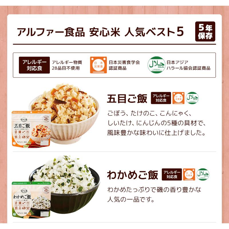 アルファ米 3大メーカー 人気ベスト5 15種類 15食 5日分 尾西食品