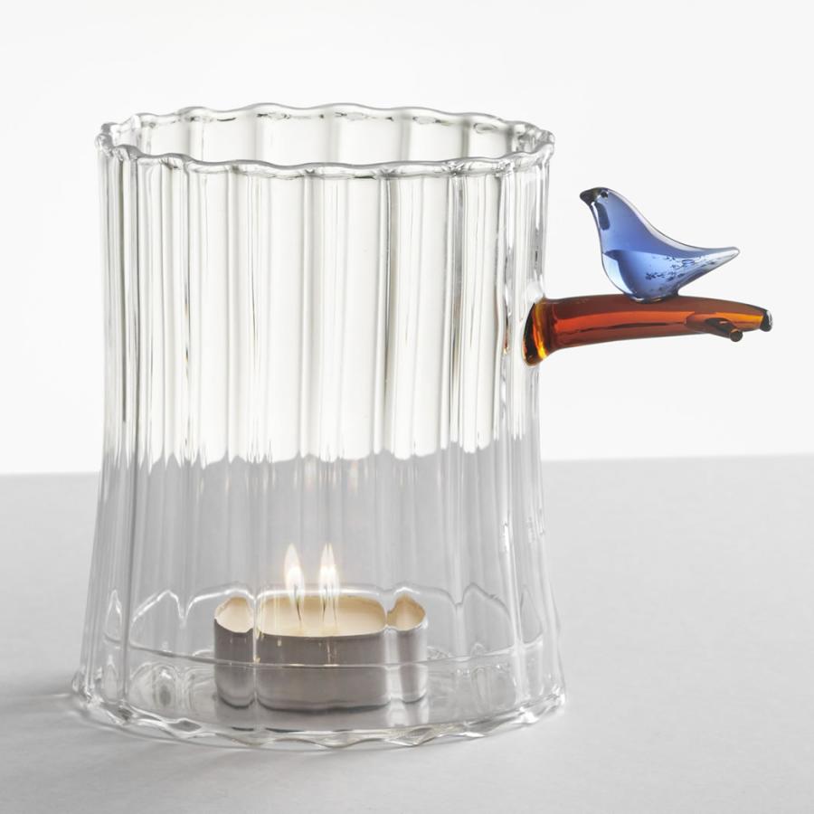 青いガラスのキャンドルホルダー　コバルトブルー　アンティーク　インテリア　置物 青いガラスのキャンドルホルダー コバルトブルー アンティーク