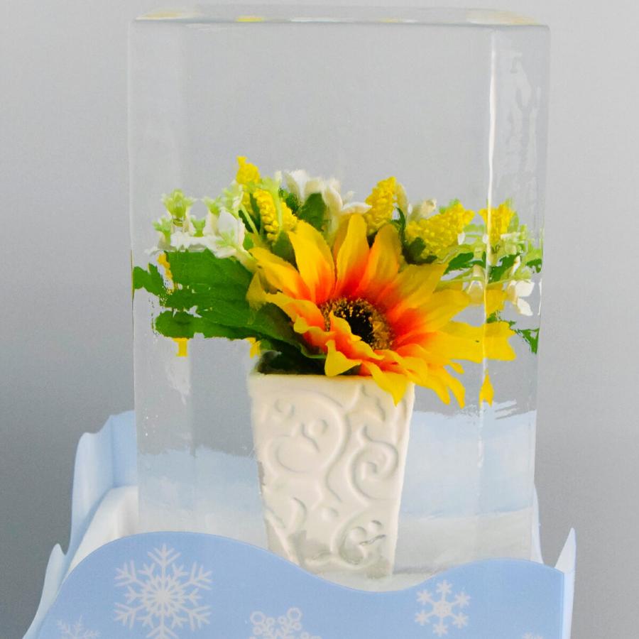 氷華 / 氷中花 「ひまわり」sun flower 氷に閉じ込めた儚い美しさ。透明度の高い氷に美しい造花を閉じ込めた氷のアート。花氷 創作氷とも呼ばれます_11