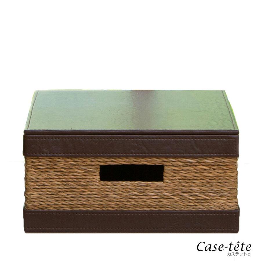 Case-tete ハーフ 2個セット ブラウン x 2pc フタ付き収納box カステットゥの画像