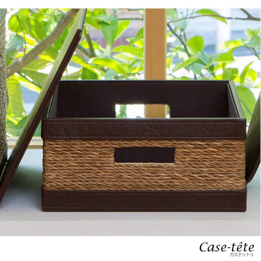 Case-tete ハーフ 2個セット ブラウン x 2pc フタ付き収納box カステットゥの画像