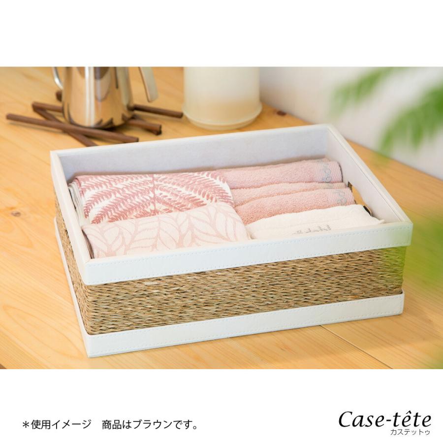 Case-tete ハーフ 2個セット ブラウン x 2pc フタ付き収納box カステットゥの画像