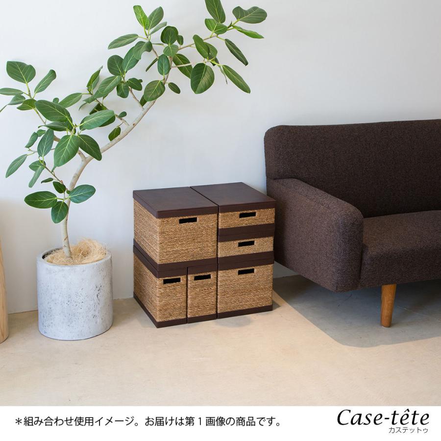 Case-tete ハーフ 2個セット ブラウン x 2pc フタ付き収納box カステットゥの画像