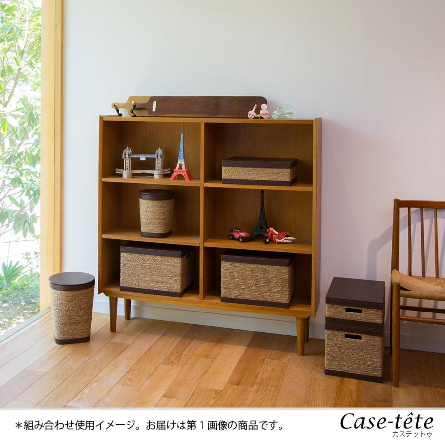 Case-tete ハーフ 2個セット ブラウン x 2pc フタ付き収納box カステットゥの画像