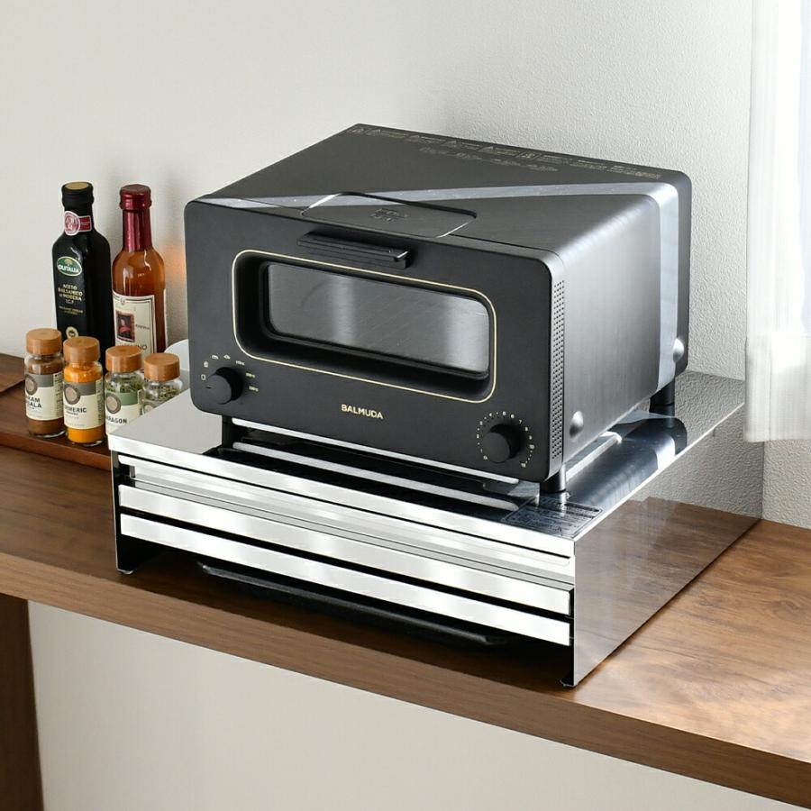 角皿が入るステンレス製レンジ下スライドテーブル収納 W45 キッチン収納 ステンレス スチール デザイナーズ メイドインジャパン 日本製 | 足立製作所 | 04