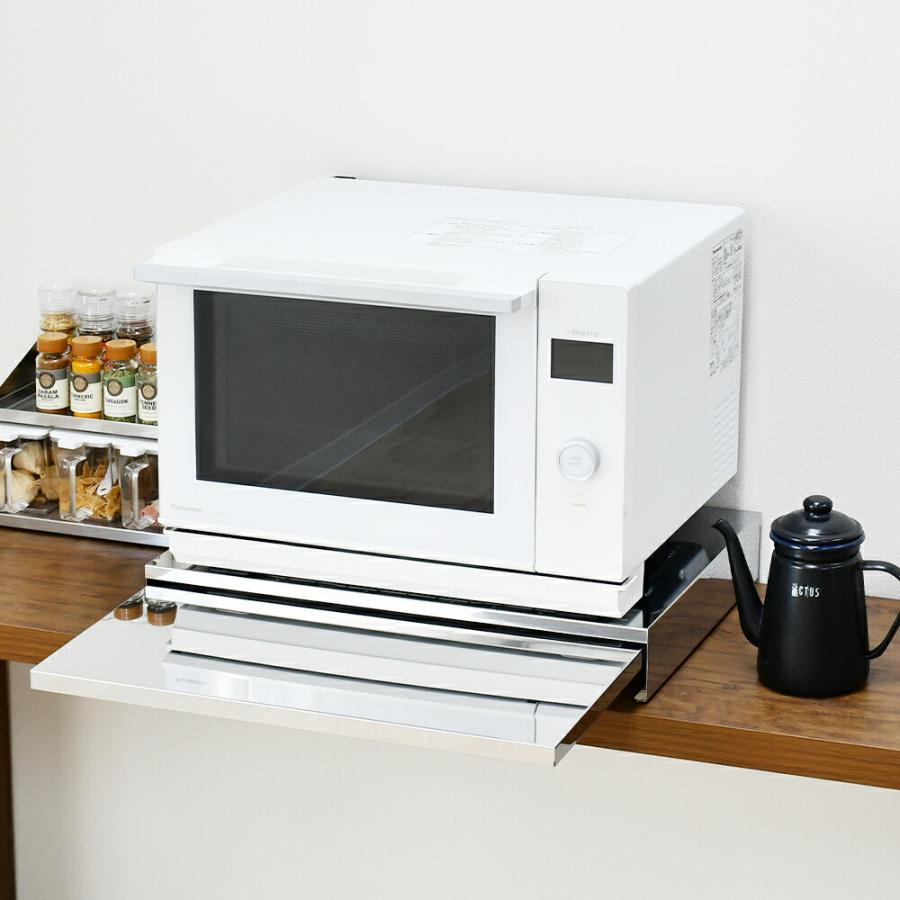 ステンレス製レンジ下スライドテーブルW45 キッチン収納 ステンレス スチール デザイナーズ メイドインジャパン 日本製 | 足立製作所 | 03
