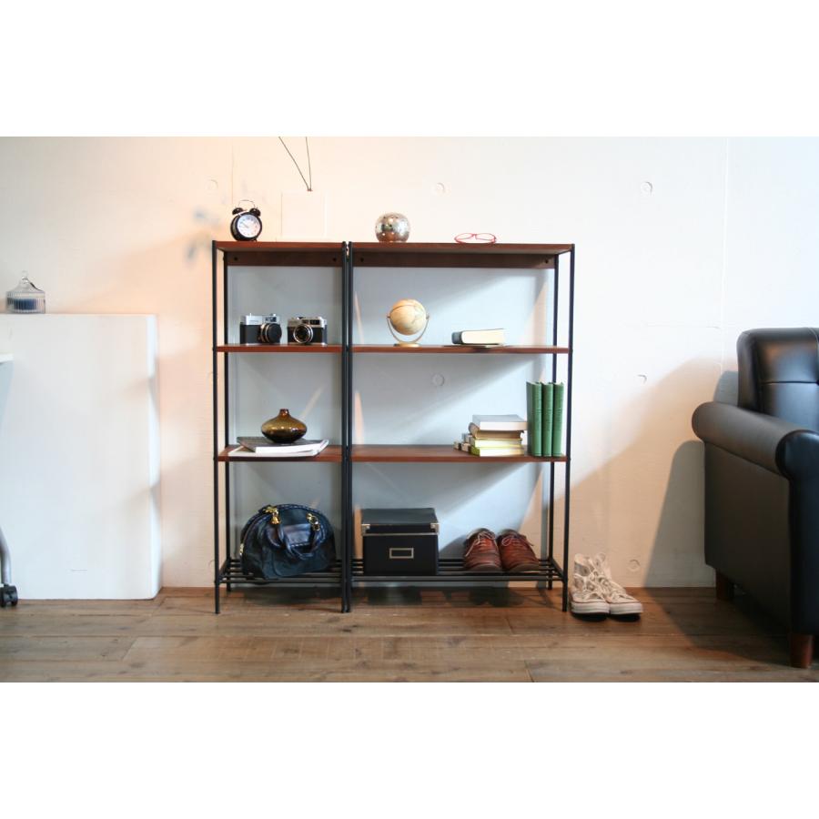 anthem Slim Rack4段 ブラウン ナチュラル ウッドラック スチール