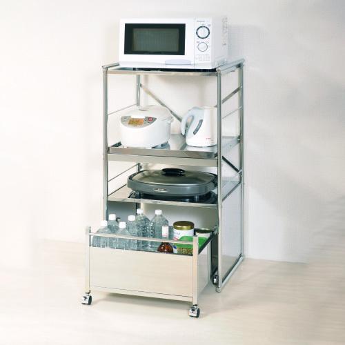 キナル別注 ステンレスレンジラック ミドル ワゴン キッチン収納 ワゴン キャスター付 スライド棚付 スチール アンティーク レトロ デザイナーズ メ 公式の Hokkaidoizakaya Id