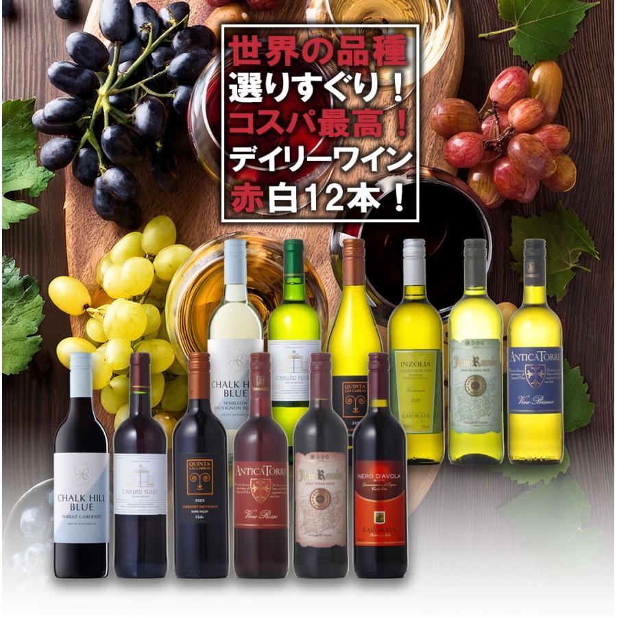 ワイン 12本セット デイリーワイン 赤白 送料無料 本州のみ 優良配送