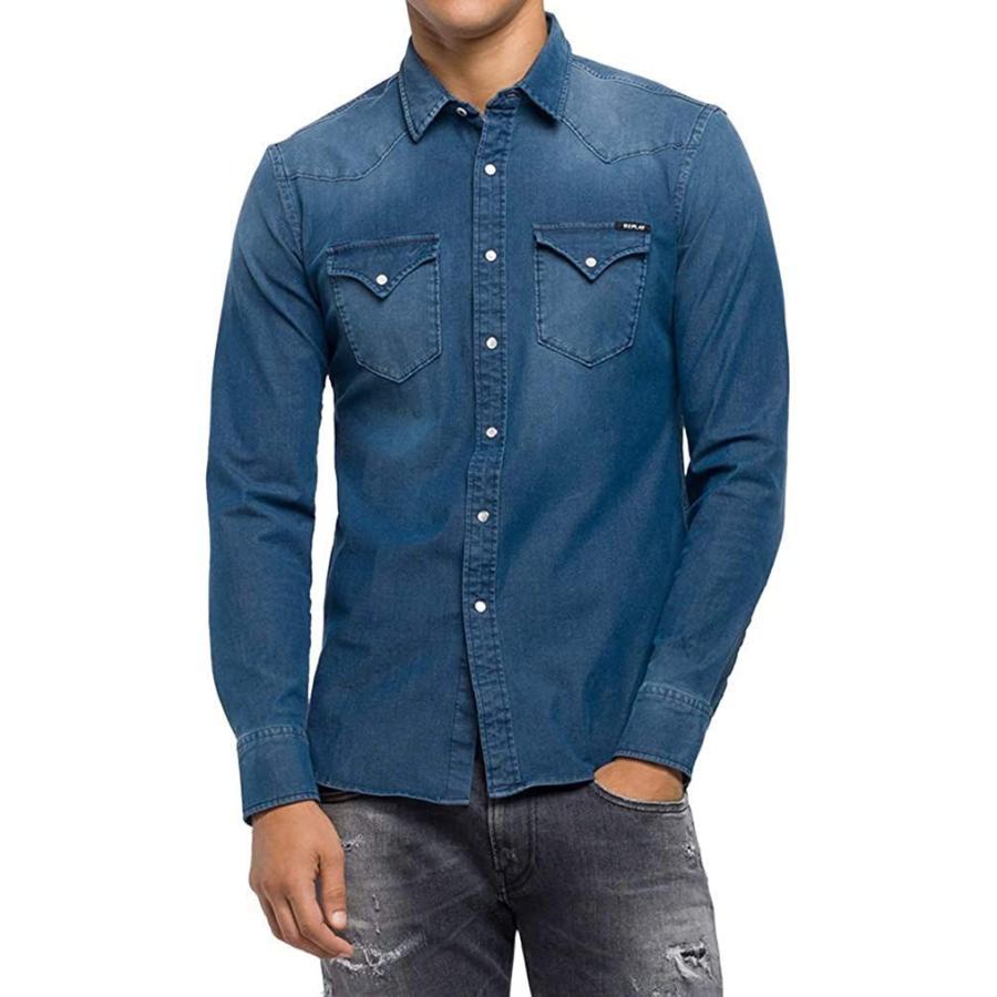 楽天ランキング1位 リプレイ カジュアルシャツ ハイパーストレッチ デニムシャツ メンズ ダークブルー Eu L 日本サイズl相当 003 よーちゃんまんぴーや 通販 Yahoo ショッピング 流行に Mail Alrayan University Edu Ye