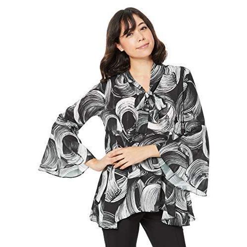 手数料安い ナラ カミーチェ ペインティングモチーフプリントaラインボウタイブラウス 10 92 01 236 レディース ブラック 日本 L 日本サ メーカー包装済 Brivanbiotech Com