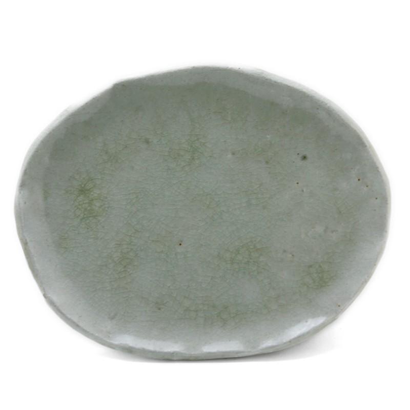 灰釉ビードロ小判皿・厚・有松進《中皿・20.5cm》 | 