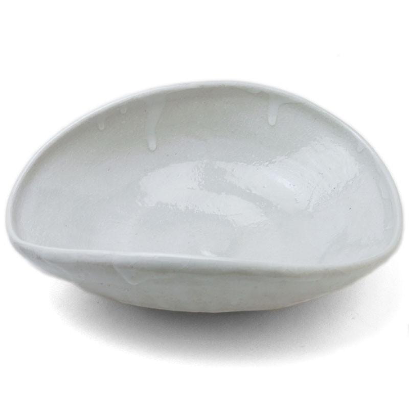 瀬戸焼：白釉変形鉢・有松進《盛鉢・楕円鉢・21.0cm》 | 
