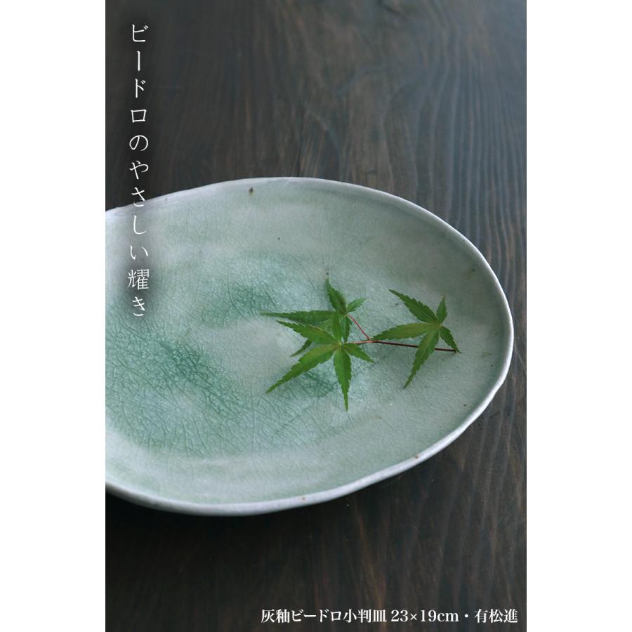 灰釉ビードロ小判皿23×19cm・有松進《中皿・23.0cm》 : 和食器の