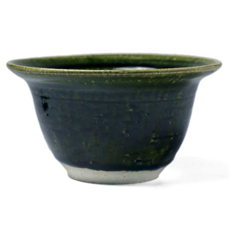 林和一　作　青織部長径鉢 織部焼：織部4寸甲鉢・有松進《小鉢・12.0cm》 : 和食器の愉しみ 工芸