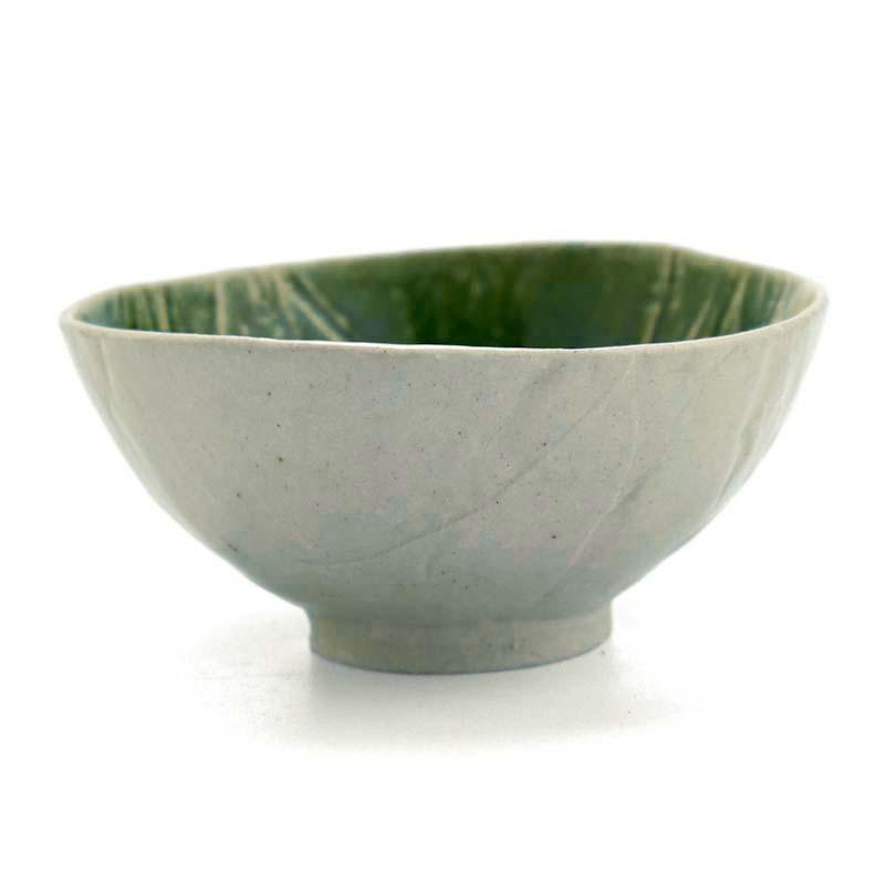 織部焼：織部掛け分け飯碗・有松進《飯碗・12.5cm》 : 和食器の愉しみ