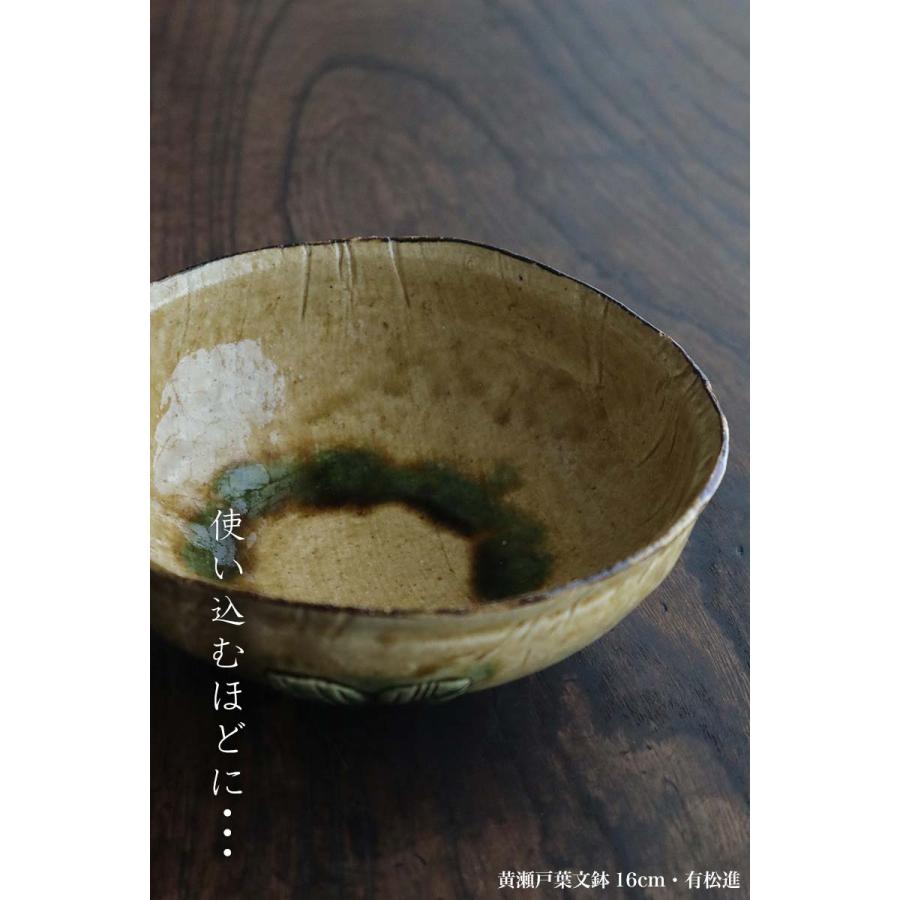 黄瀬戸葉文鉢16cm・有松進《中鉢・16.5cm》 : 和食器の愉しみ