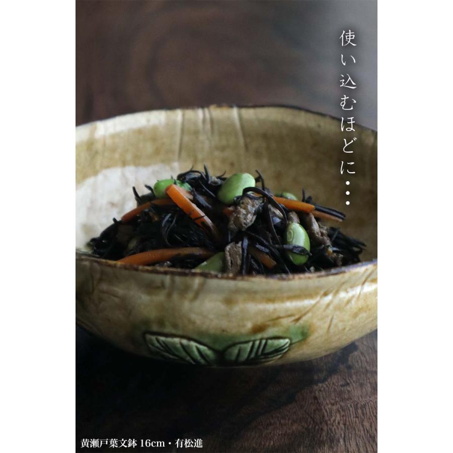 黄瀬戸葉文鉢16cm・有松進《中鉢・16.5cm》 |  | 15