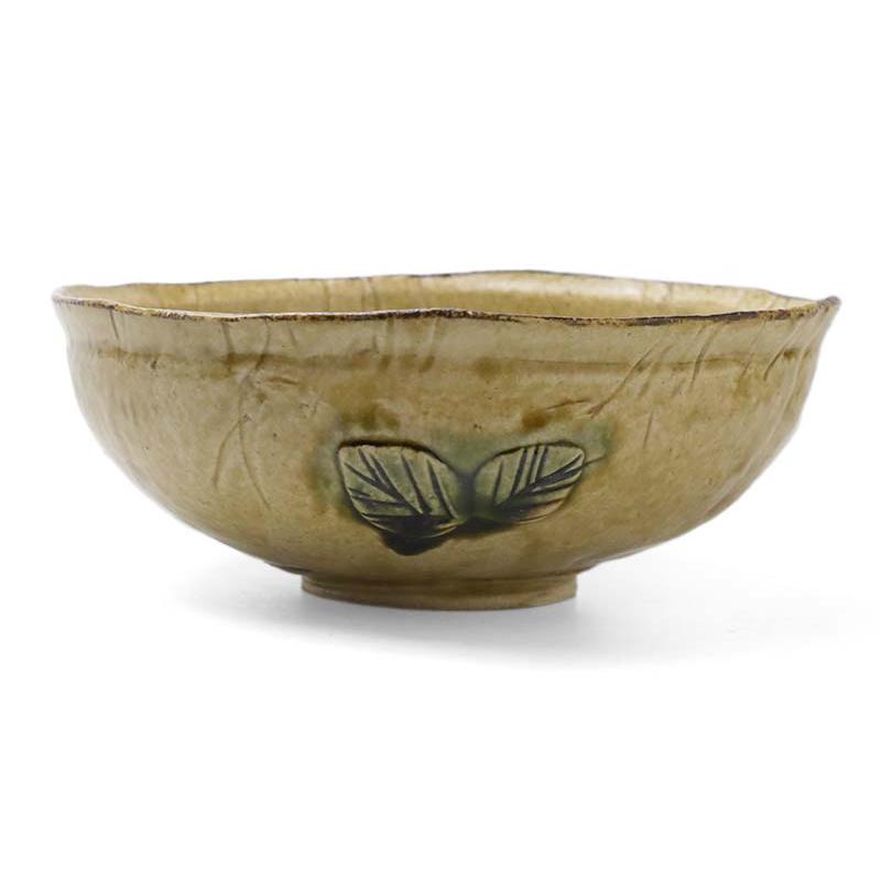 黄瀬戸葉文鉢16cm・有松進《中鉢・16.5cm》 : 和食器の愉しみ