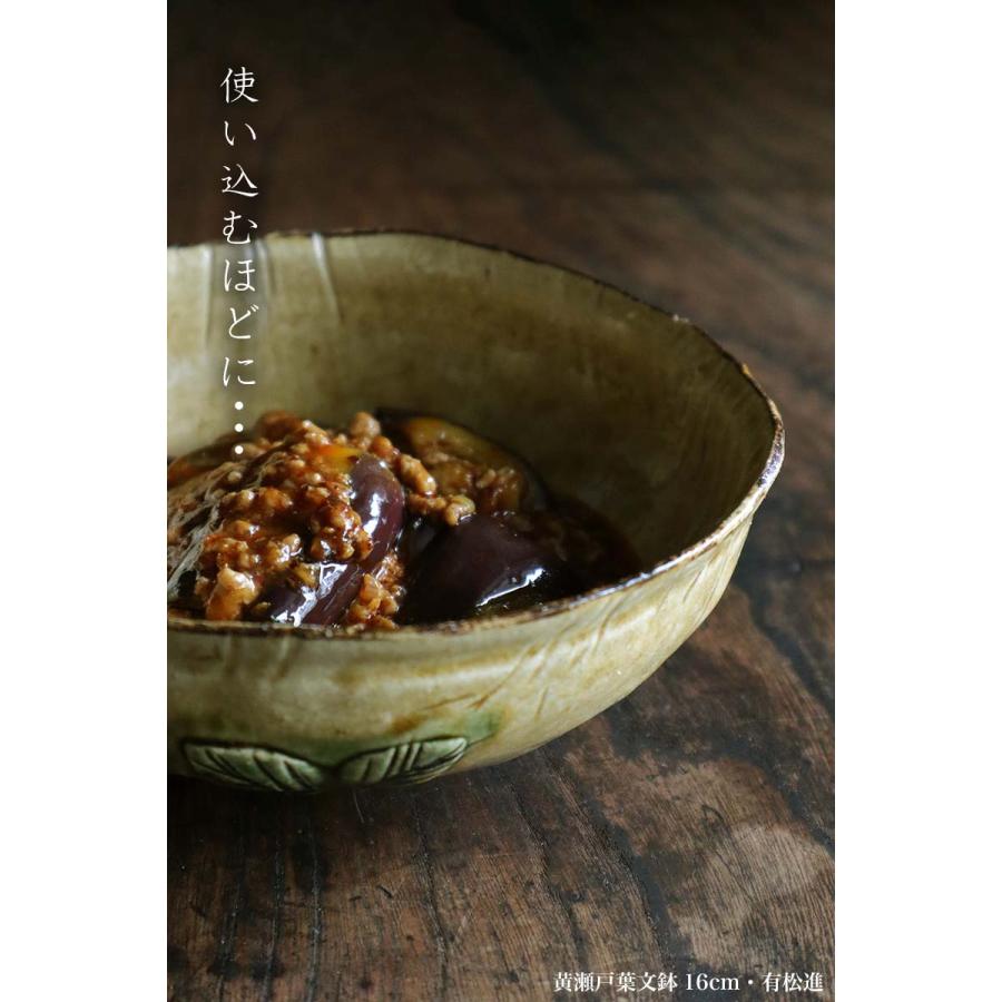 黄瀬戸葉文鉢16cm・有松進《中鉢・16.5cm》 |  | 08