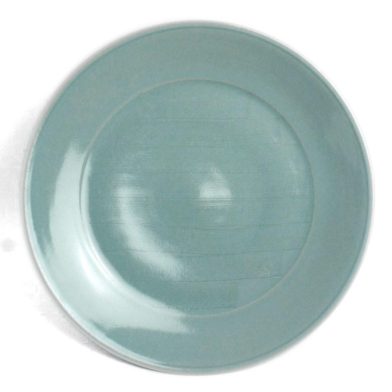 中国青磁大皿 青磁：青瓷くし目8寸皿・海老ヶ瀬保《大皿・盛り皿・24.6cm》 : 和食器