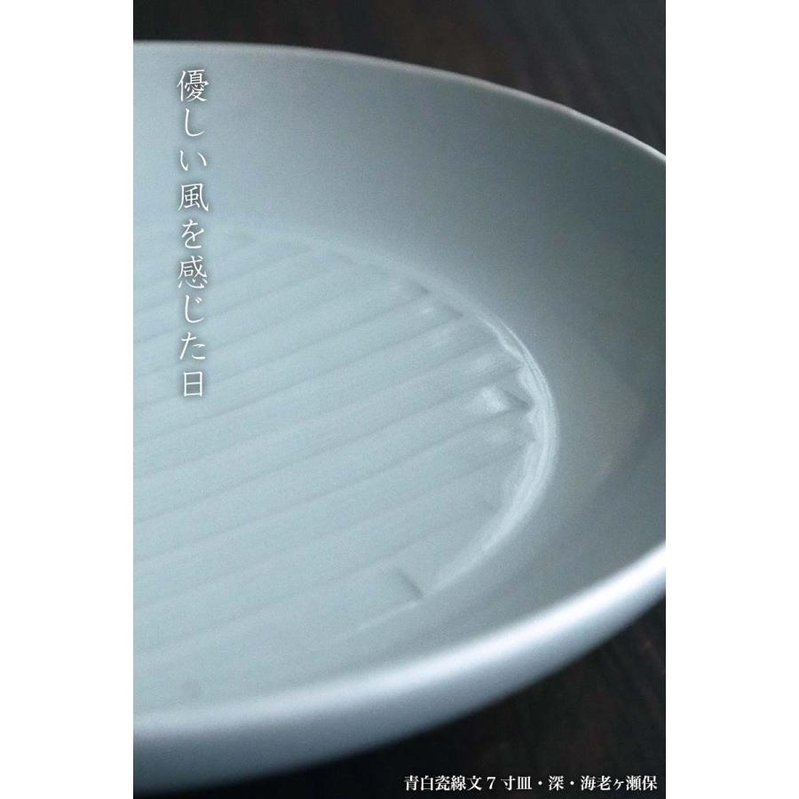 白磁・青磁：青白瓷線文7寸皿・深・海老ヶ瀬保《中皿・21.0cm》 : 和