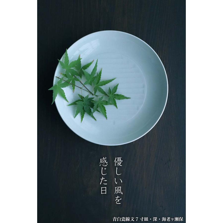 白磁・青磁：青白瓷線文7寸皿・深・海老ヶ瀬保《中皿・21.0cm》 : 和