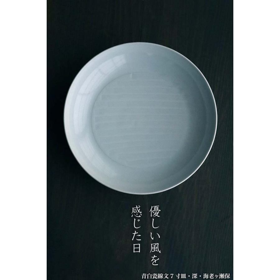 白磁・青磁：青白瓷線文7寸皿・深・海老ヶ瀬保《中皿・21.0cm》 : 和