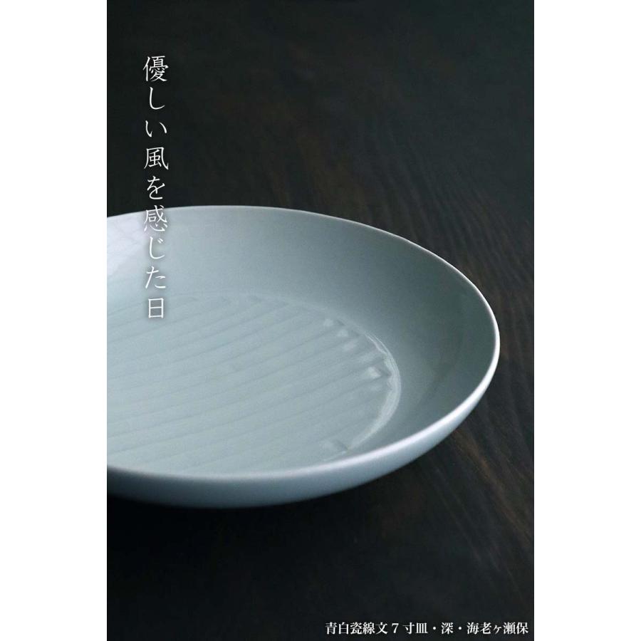 白磁・青磁：青白瓷線文7寸皿・深・海老ヶ瀬保《中皿・21.0cm》 : 和